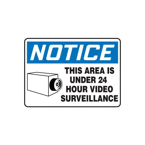 Accuform Accuform Notice Sign, This Area Is Under 24 Hour Video., 14inW x 10inH, Adhesive Vinyl MASE807VS - main